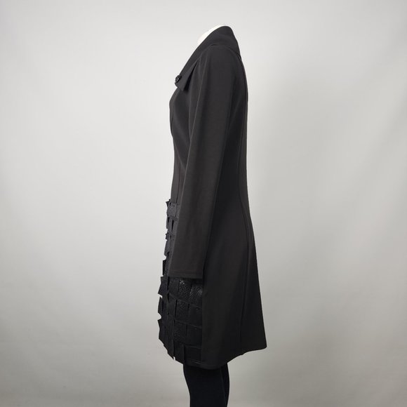 Samuel Dong Black Ribbed Knit Patchwork Zip Up Jacket Size M - Picture 6 of 10